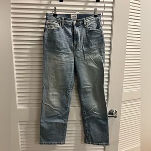 Hudson mid rise straight crop light blue wash size 26